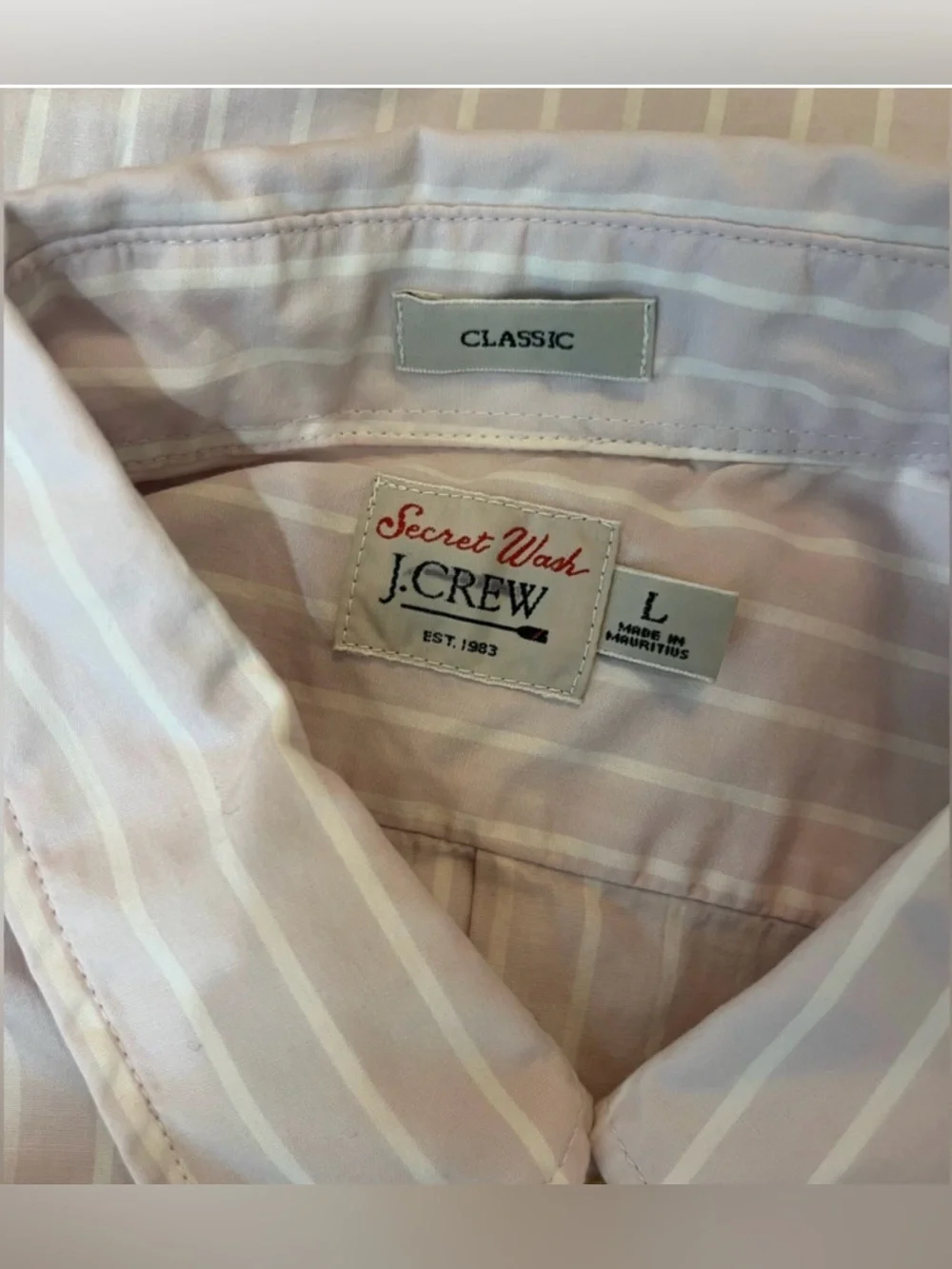 J. Crew Secret Wash Classic Fit Cotton Poplin Shirt in Robert Lilac White
